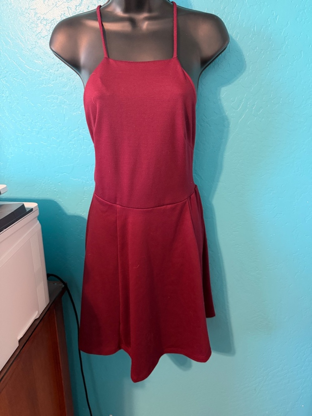Wet Seal Wine Red Backless Spaghetti Strap Dress